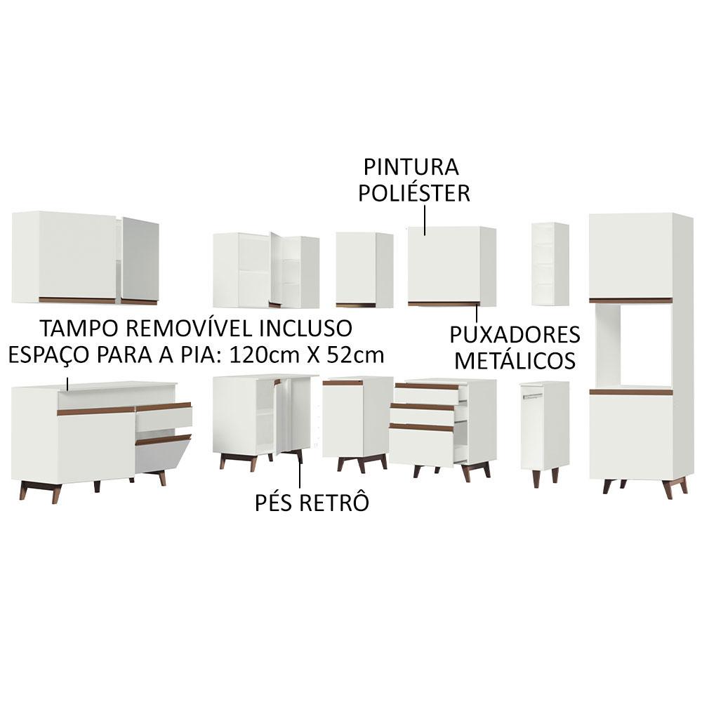 Cozinha Completa de Canto Madesa Reims 437001 com Armário e Balcão - Branco