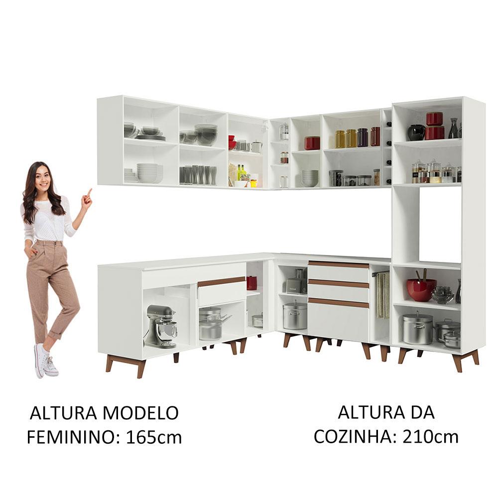 Cozinha Completa de Canto Madesa Reims 437001 com Armário e Balcão - Branco