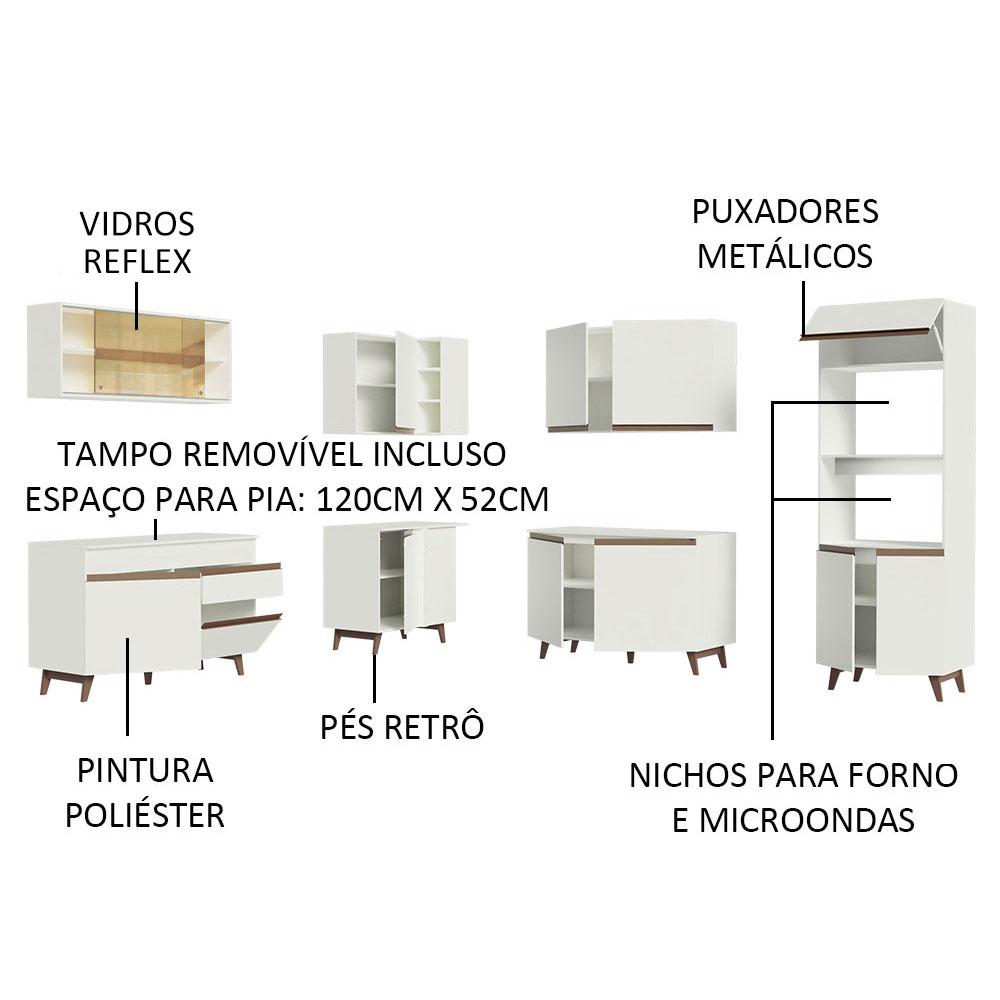 Cozinha Completa de Canto Madesa Reims 452001 com Armário e Balcão - Branco