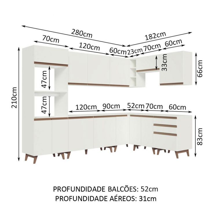 Cozinha Completa de Canto Madesa Reims 462001 com Armário e Balcão - Preto