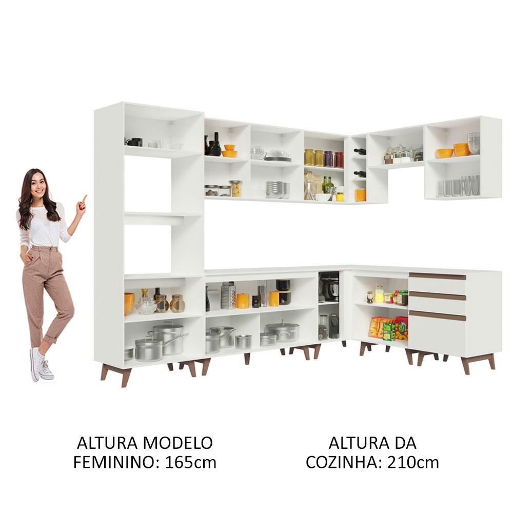 Cozinha Completa de Canto Madesa Reims 462001 com Armário e Balcão - Branco