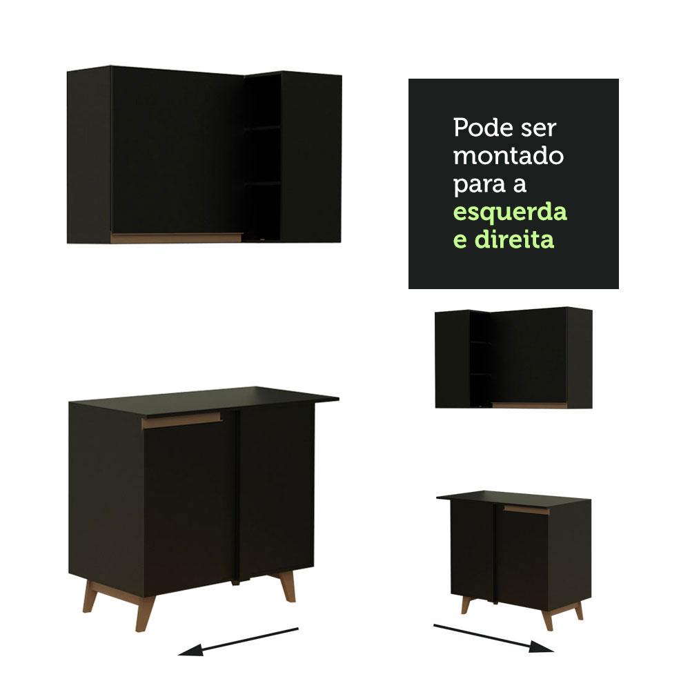 Cozinha Completa de Canto Madesa Reims 462001 com Armário e Balcão - Preto