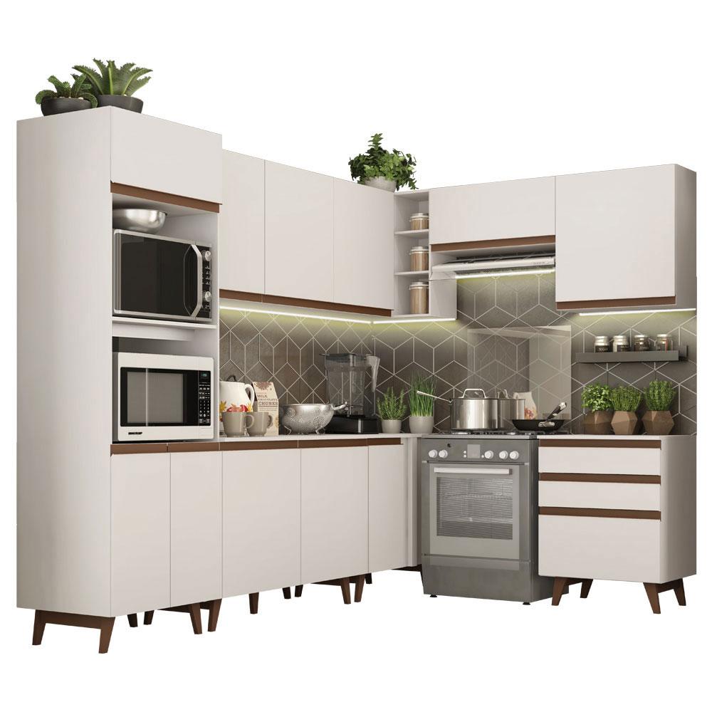 Cozinha Completa de Canto Madesa Reims 462002 com Armário e Balcão - Branco