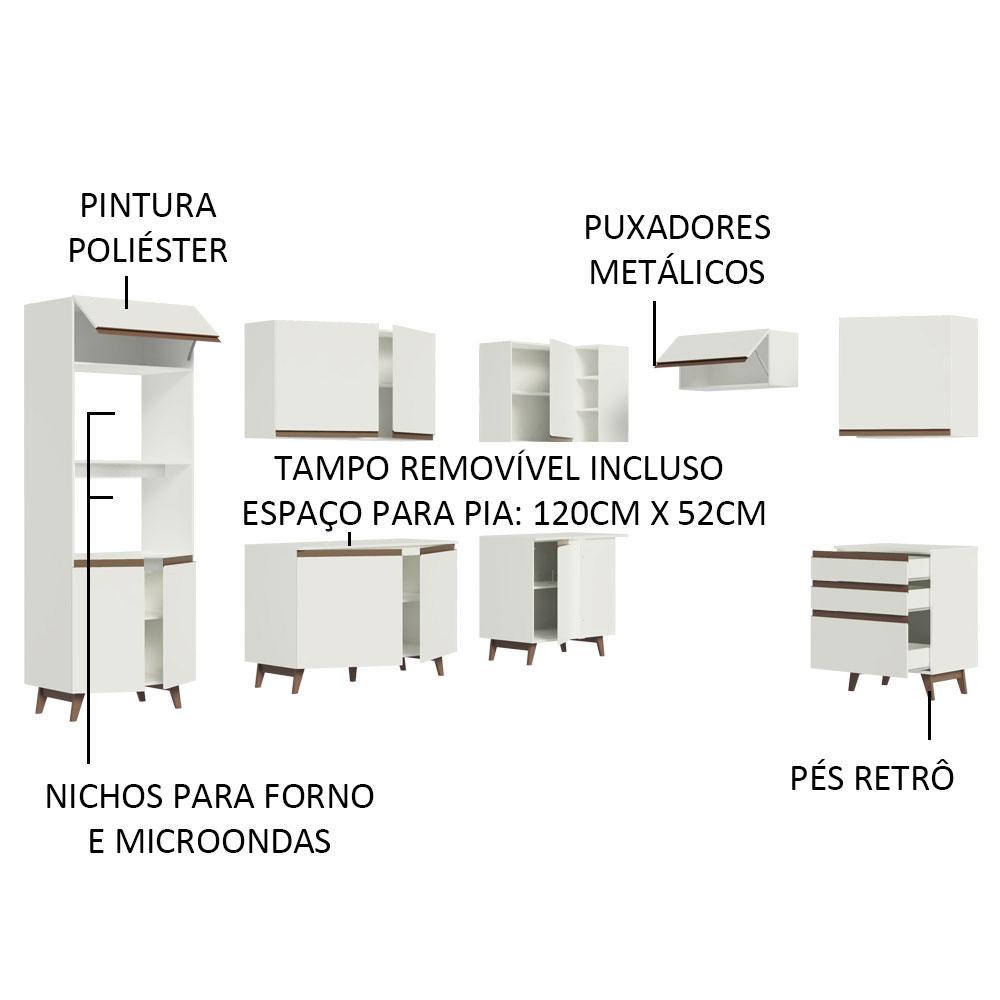 Cozinha Completa de Canto Madesa Reims 462002 com Armário e Balcão - Branco
