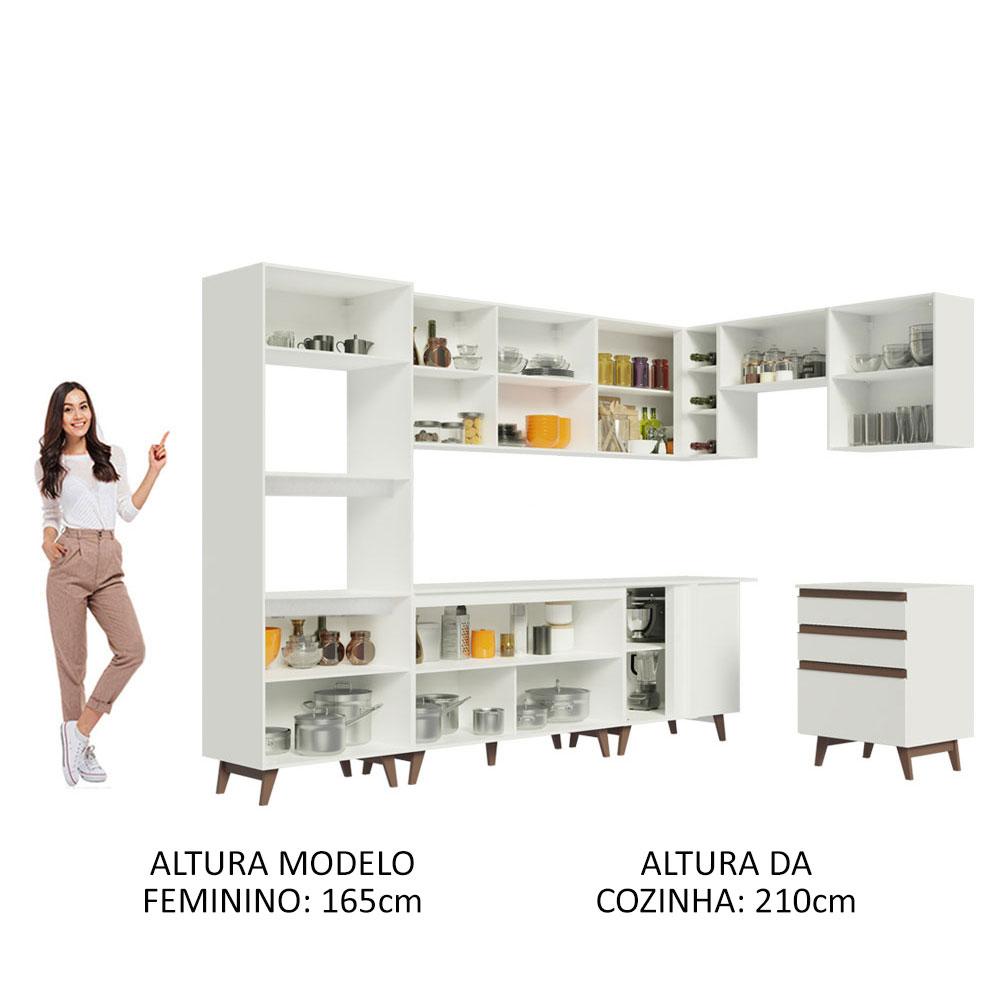 Cozinha Completa de Canto Madesa Reims 462002 com Armário e Balcão - Branco