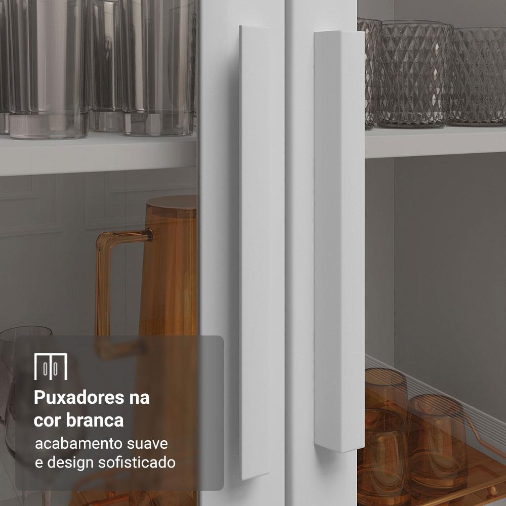 Cristaleira 70 cm 2 Portas de Vidro com Pés Cônicos Branco/Marrom Madesa