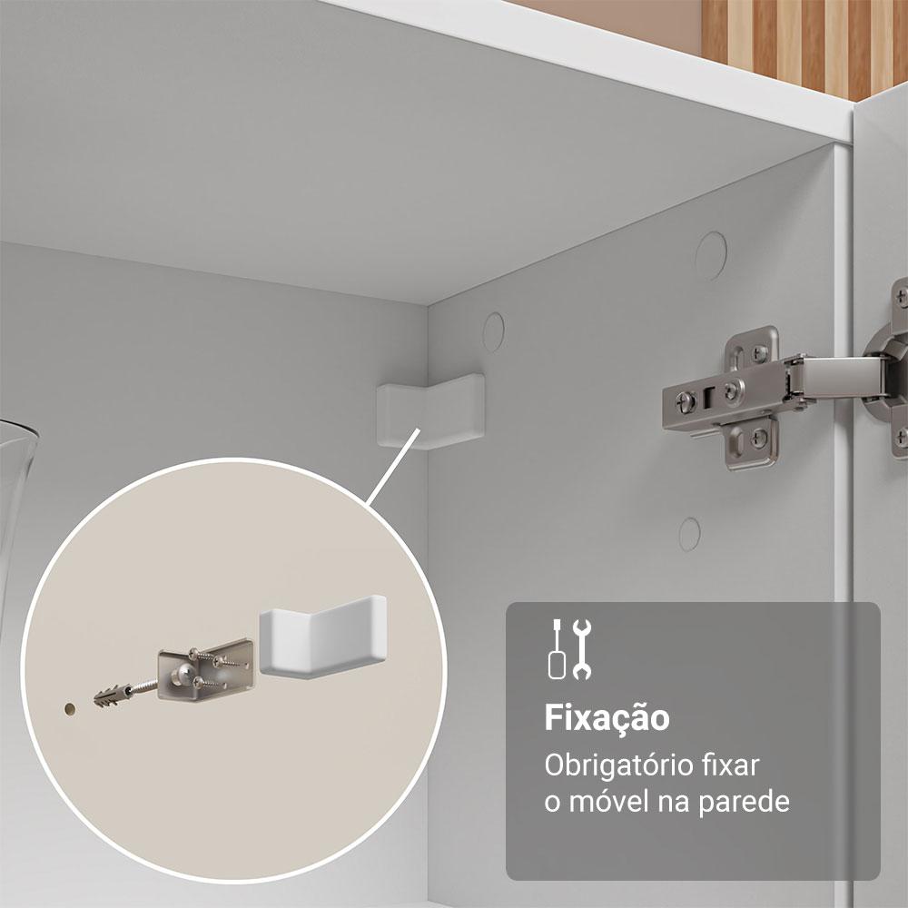 Cristaleira 70 cm 2 Portas de Vidro com Pés Cônicos Branco/Marrom Madesa