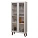 Cristaleira 70 cm 2 Portas de Vidro com Pés Trapézio Branco/Marrom Madesa
