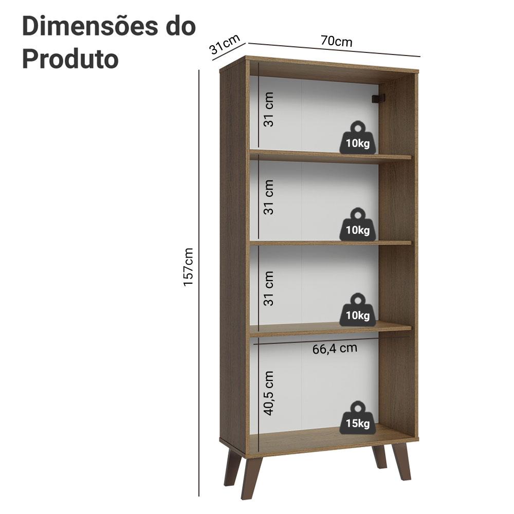 Cristaleira 70 cm 2 Portas de Vidro com Pés Trapézio Rustic/Marrom Madesa