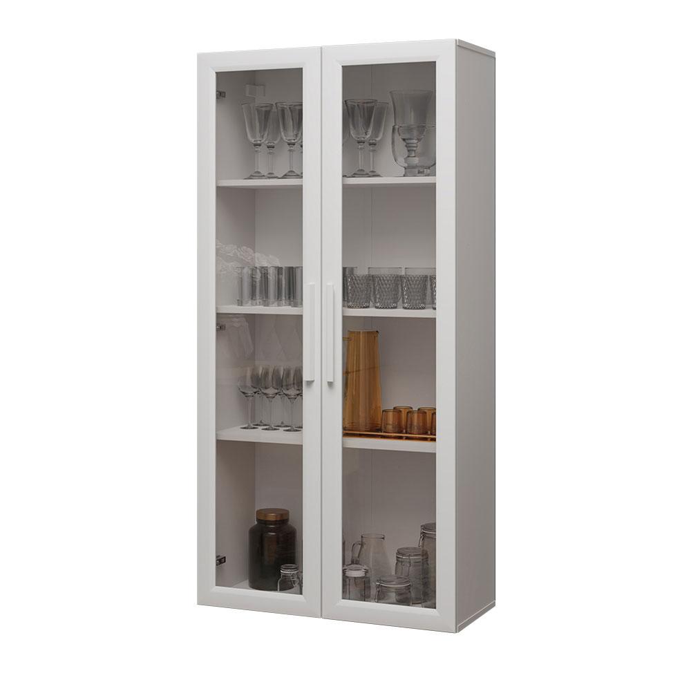 Cristaleira Suspensa 70 cm 2 Portas de Vidro Branco Madesa
