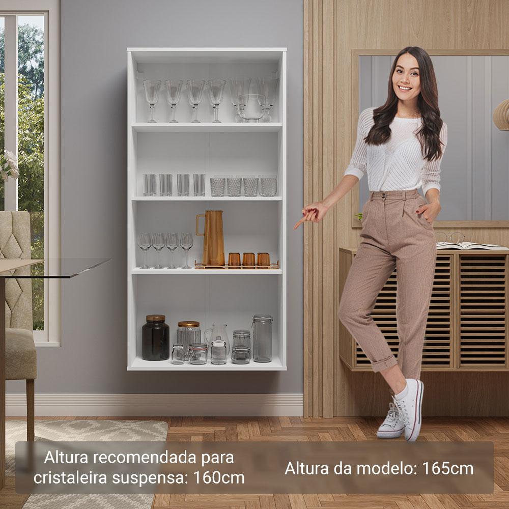 Cristaleira Suspensa 70 cm 2 Portas de Vidro Branco Madesa
