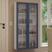 Cristaleira Suspensa 70 cm 2 Portas de Vidro Branco/Azul Vik Madesa
