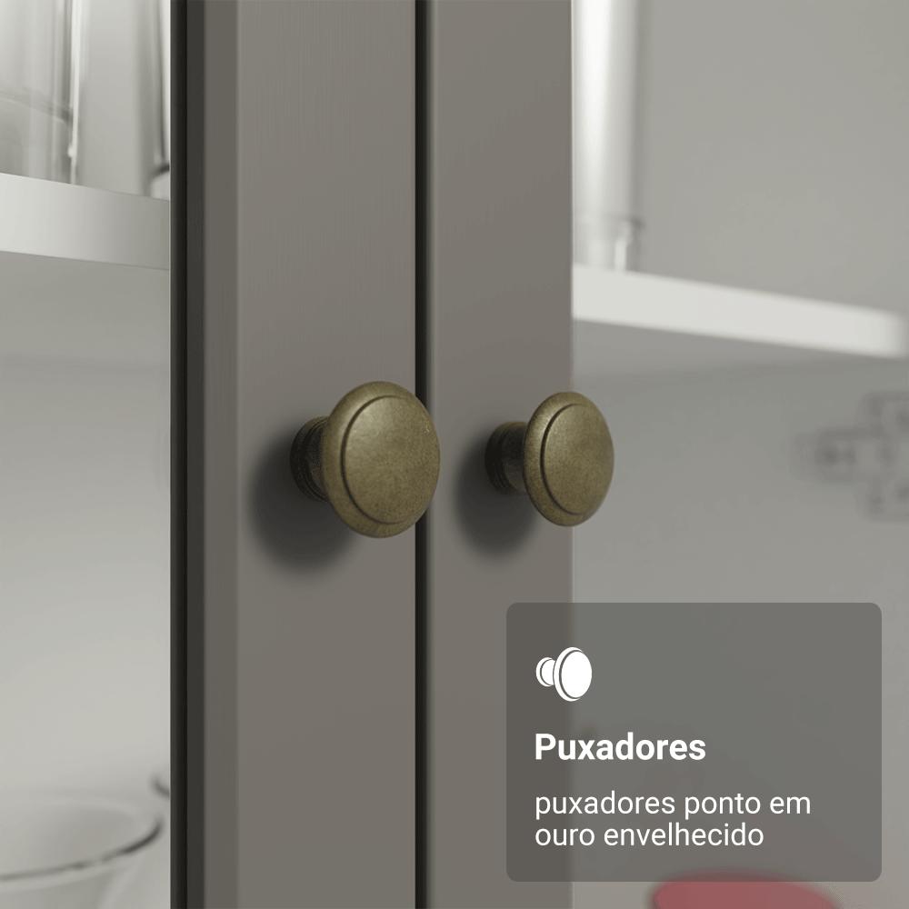 Cristaleira Suspensa 70 cm 2 Portas de Vidro Branco/Cinza Vik Madesa