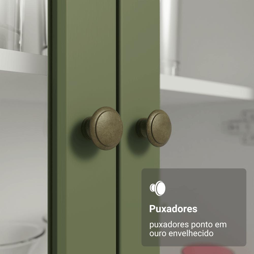 Cristaleira Suspensa 70 cm 2 Portas de Vidro Branco/Verde Vik Madesa