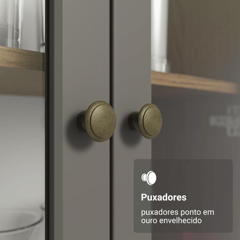 Cristaleira Suspensa 70 cm 2 Portas de Vidro Rustic/Cinza Vik Madesa