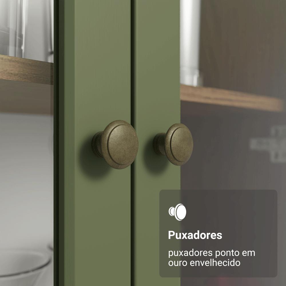 Cristaleira Suspensa 70 cm 2 Portas de Vidro Rustic/Verde Vik Madesa