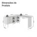 Escrivaninha Em L Mesa Para Computador Gamer 3 Gavetas Branco Lisboa Madesa