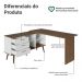 Escrivaninha Em L Mesa Para Computador Gamer 3 Gavetas Branco/Rustic Lisboa Madesa