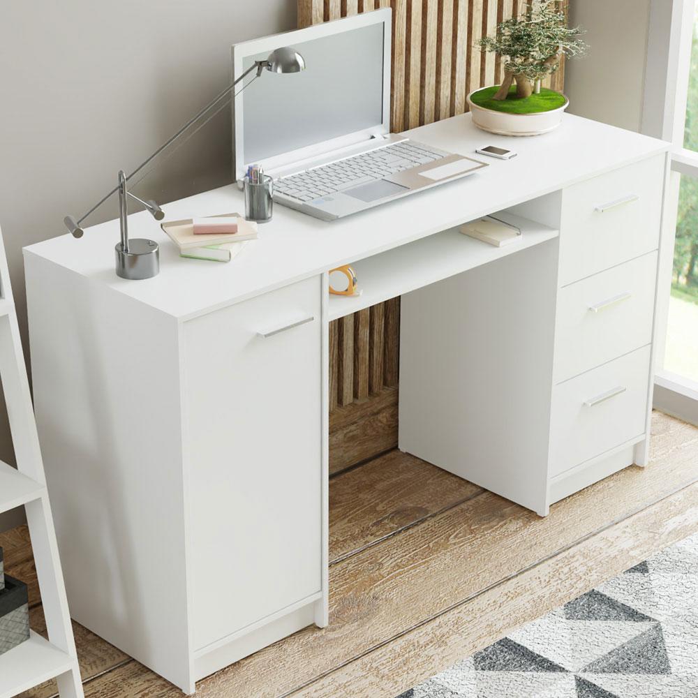 Escrivaninha Madesa Alaska + Estante Escada - Branco