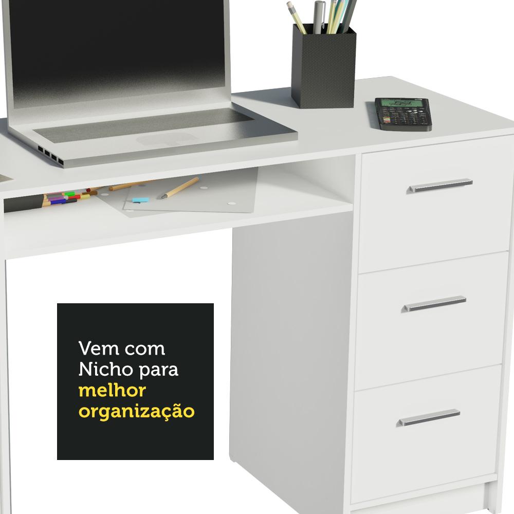 Escrivaninha Madesa Alaska + Estante Livreiro 6906 - Branco