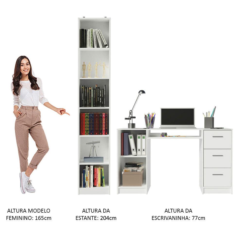Escrivaninha Madesa Alaska + Estante Livreiro 6906 - Branco