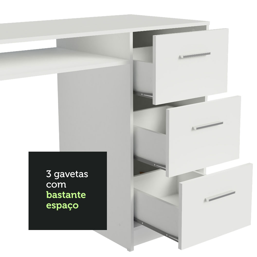 Escrivaninha Madesa Alaska 3 Gavetas 1 Porta