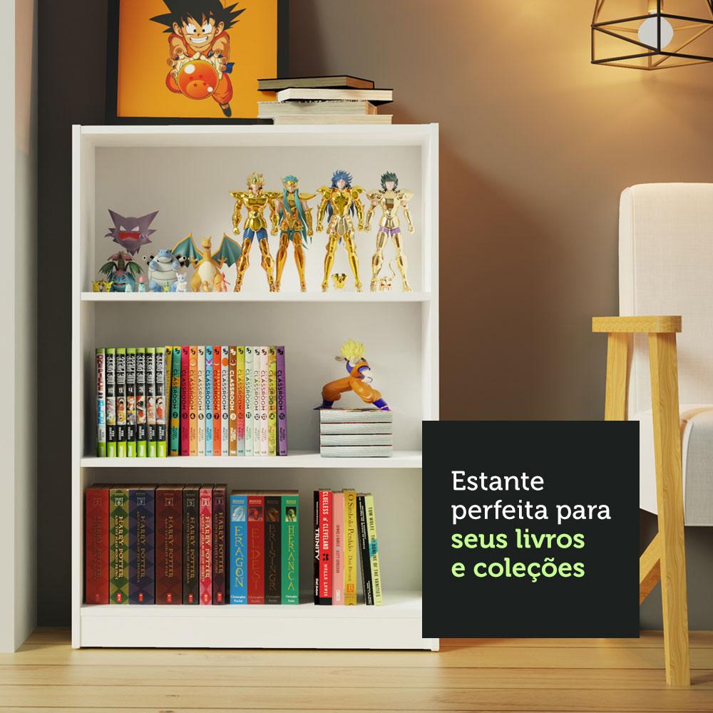 Escrivaninha Madesa Rubi + Estante 6908 + Estante 6907 - Branco/Preto