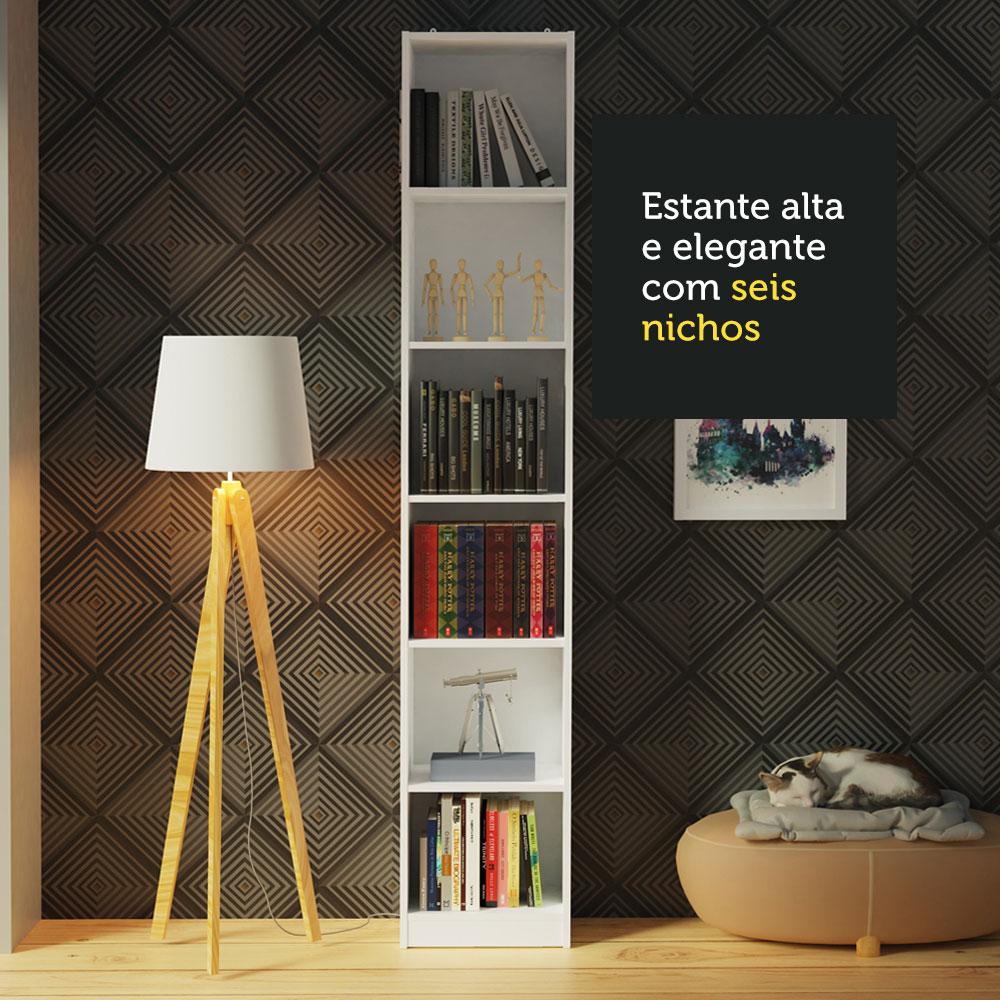 Escrivaninha Madesa Rubi + Estante Livreiro 6906 - Branco
