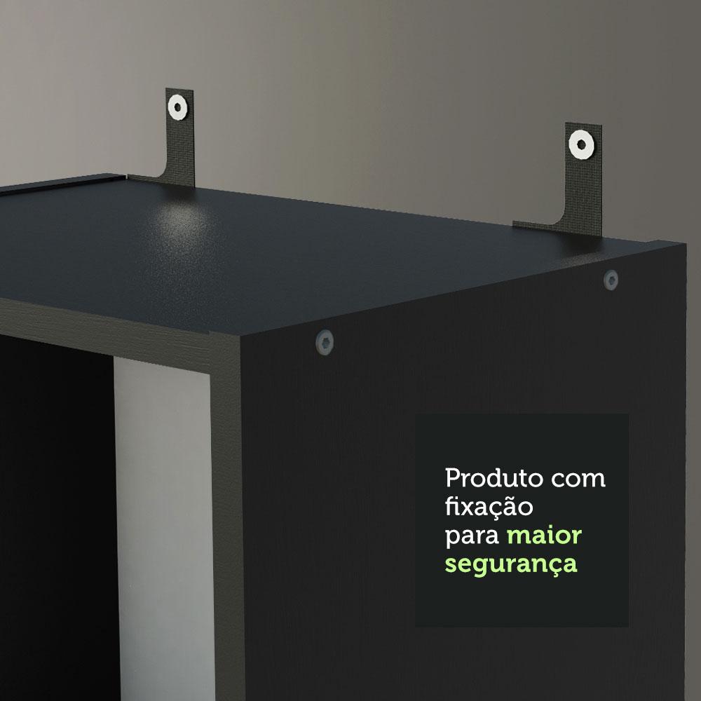 Escrivaninha Madesa Rubi + Estante Livreiro 6906 - Branco/Preto