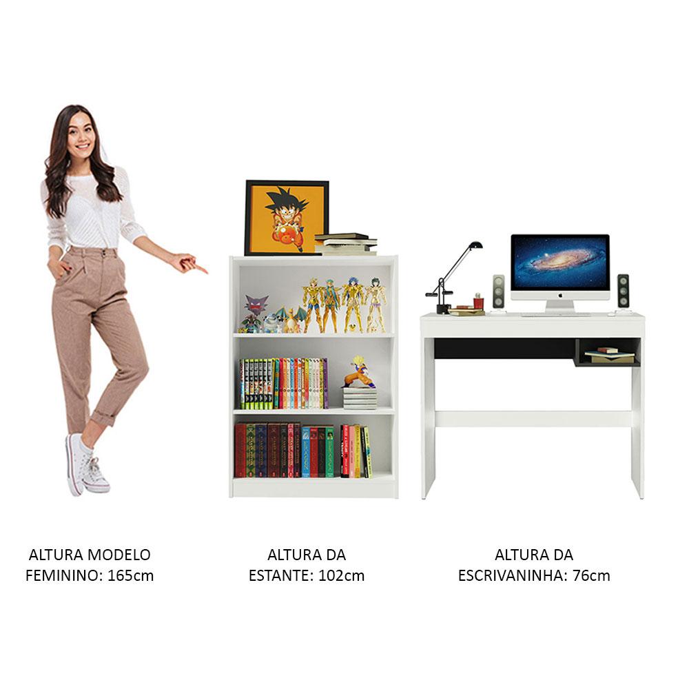 Escrivaninha Madesa Rubi + Estante Livreiro 6907 - Branco