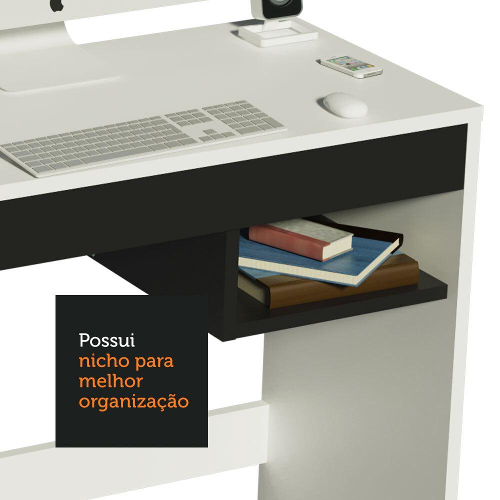 Escrivaninha Madesa Rubi + Estante Livreiro 6908 - Branco