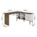 Escrivaninha Mesa de Escritório de Canto 3 Gavetas Branco/Rustic Lisboa Madesa