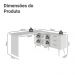 Escrivaninha Mesa de Estudos De Canto 3 Gavetas Branco Lisboa Madesa