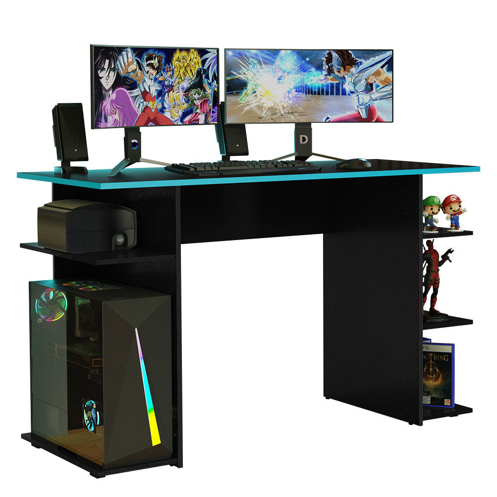 Escrivaninha Mesa para Computador Gamer Preto/Azul 9424 Madesa