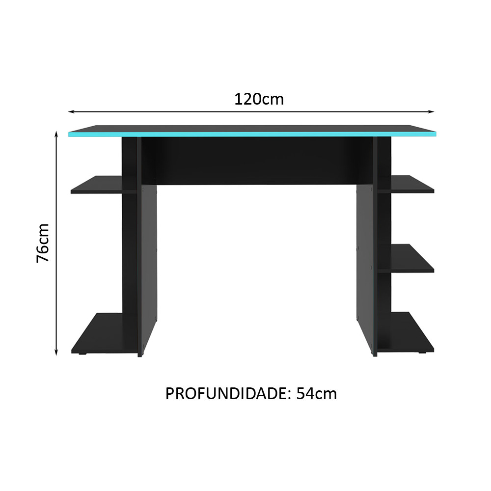 Escrivaninha Mesa para Computador Gamer Preto/Azul 9424 Madesa