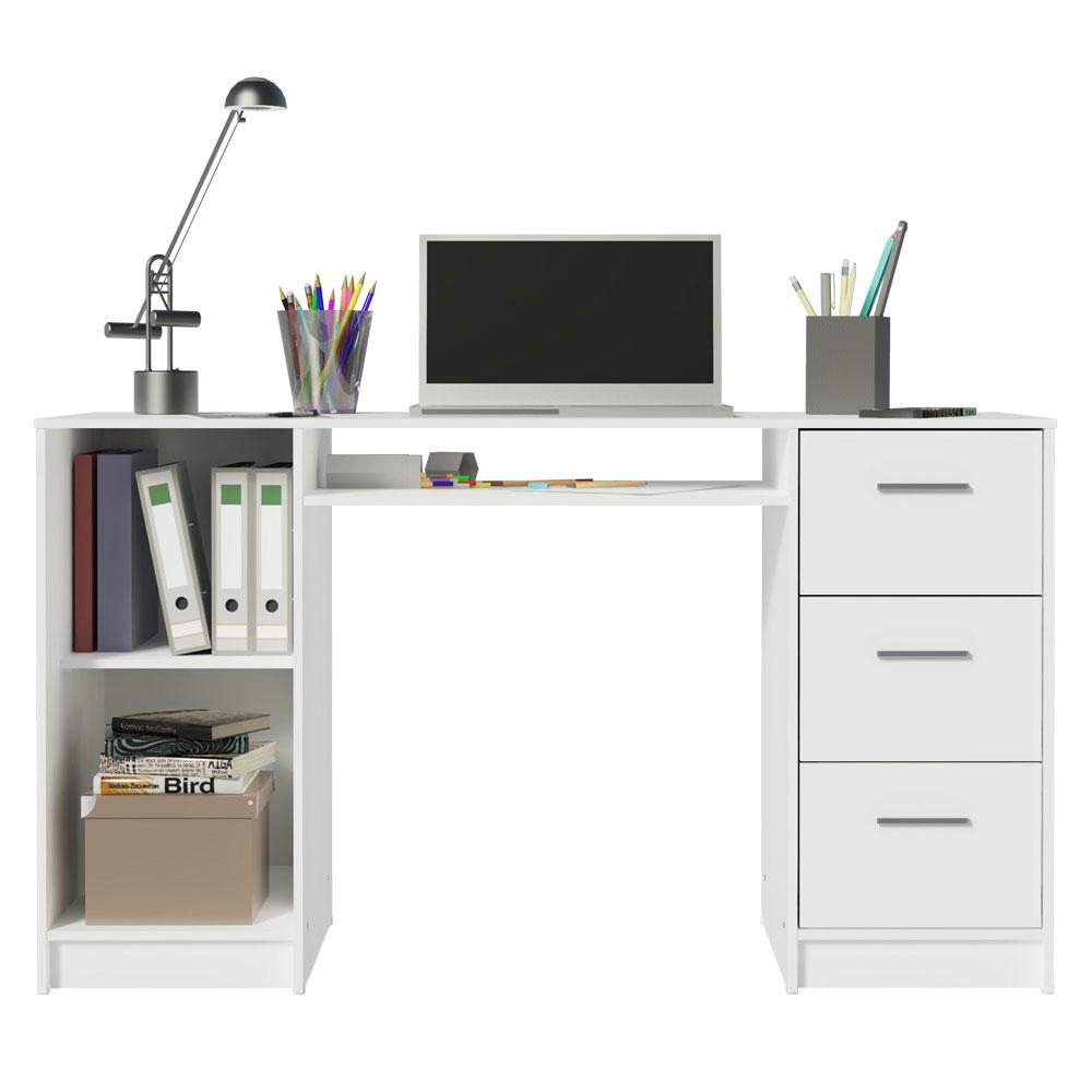 Escrivaninha Mesa para Computador Madesa Alaska 3 Gavetas 1 Porta - Branco
