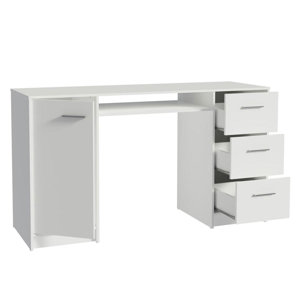 Escrivaninha Mesa para Computador Madesa Alaska 3 Gavetas 1 Porta - Branco