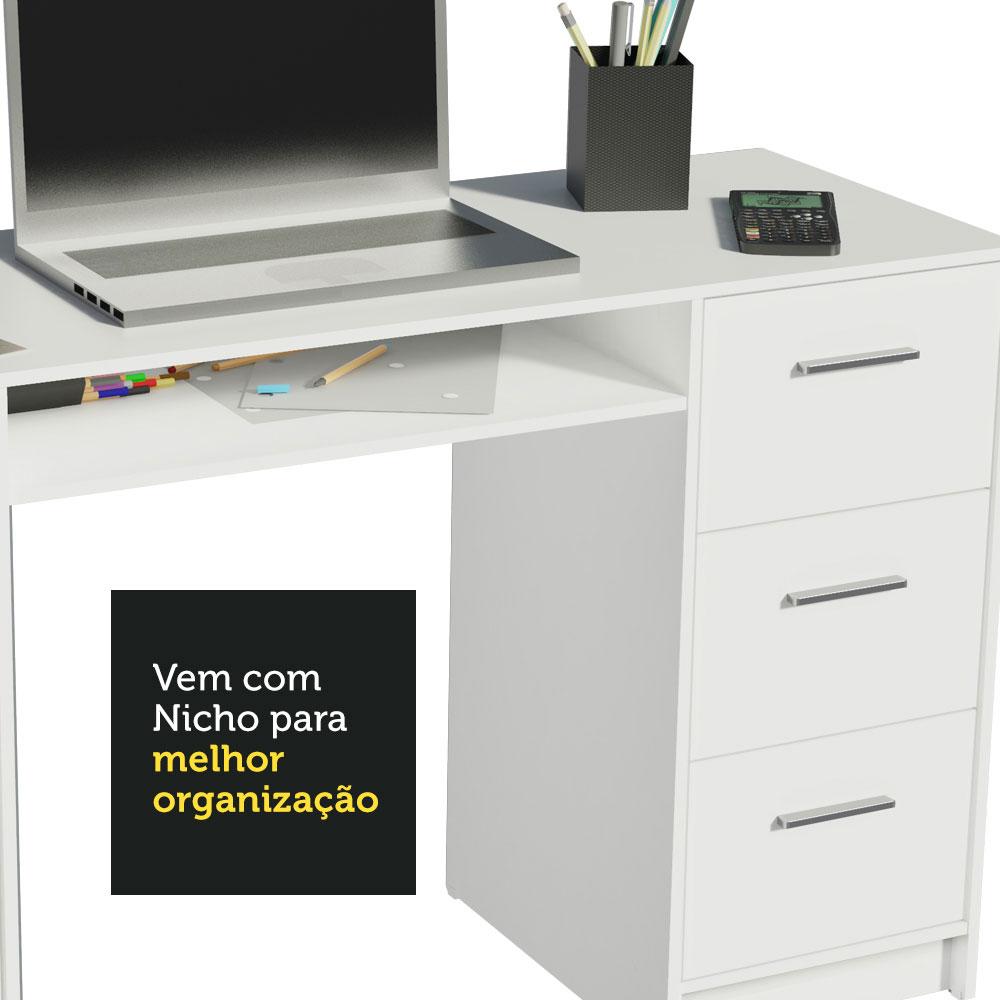 Escrivaninha Mesa para Computador Madesa Alaska 3 Gavetas 1 Porta - Branco