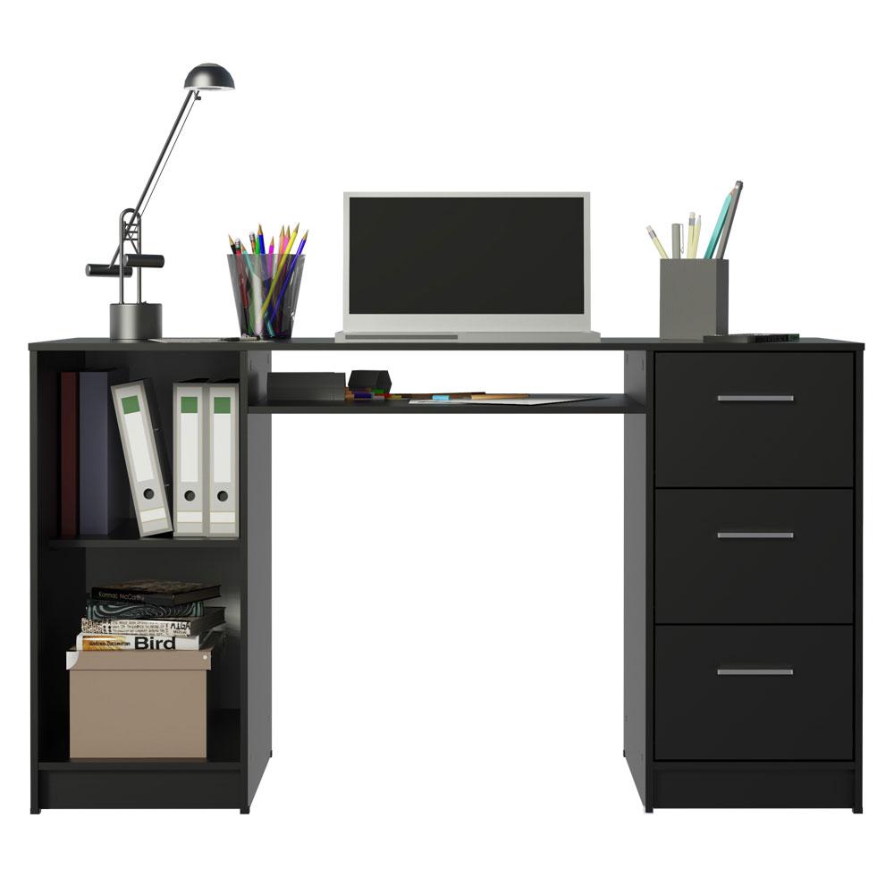 Escrivaninha Mesa para Computador Madesa Alaska 3 Gavetas 1 Porta - Preto