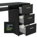 Escrivaninha Mesa para Computador Madesa Alaska 3 Gavetas 1 Porta - Preto