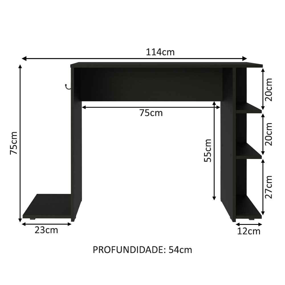 Escrivaninha Mesa para Computador Office Preto 9414 Madesa
