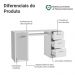 Escrivaninha Penteadeira 136cm 1 Porta 3 Gavetas Branco Madesa