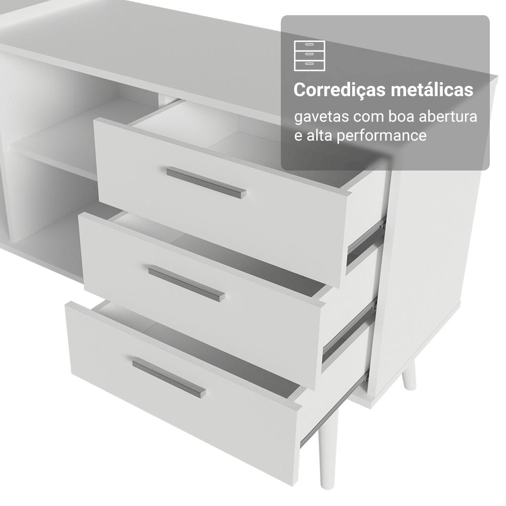 Escrivaninha Penteadeira de Canto 3 Gavetas Branco Madesa
