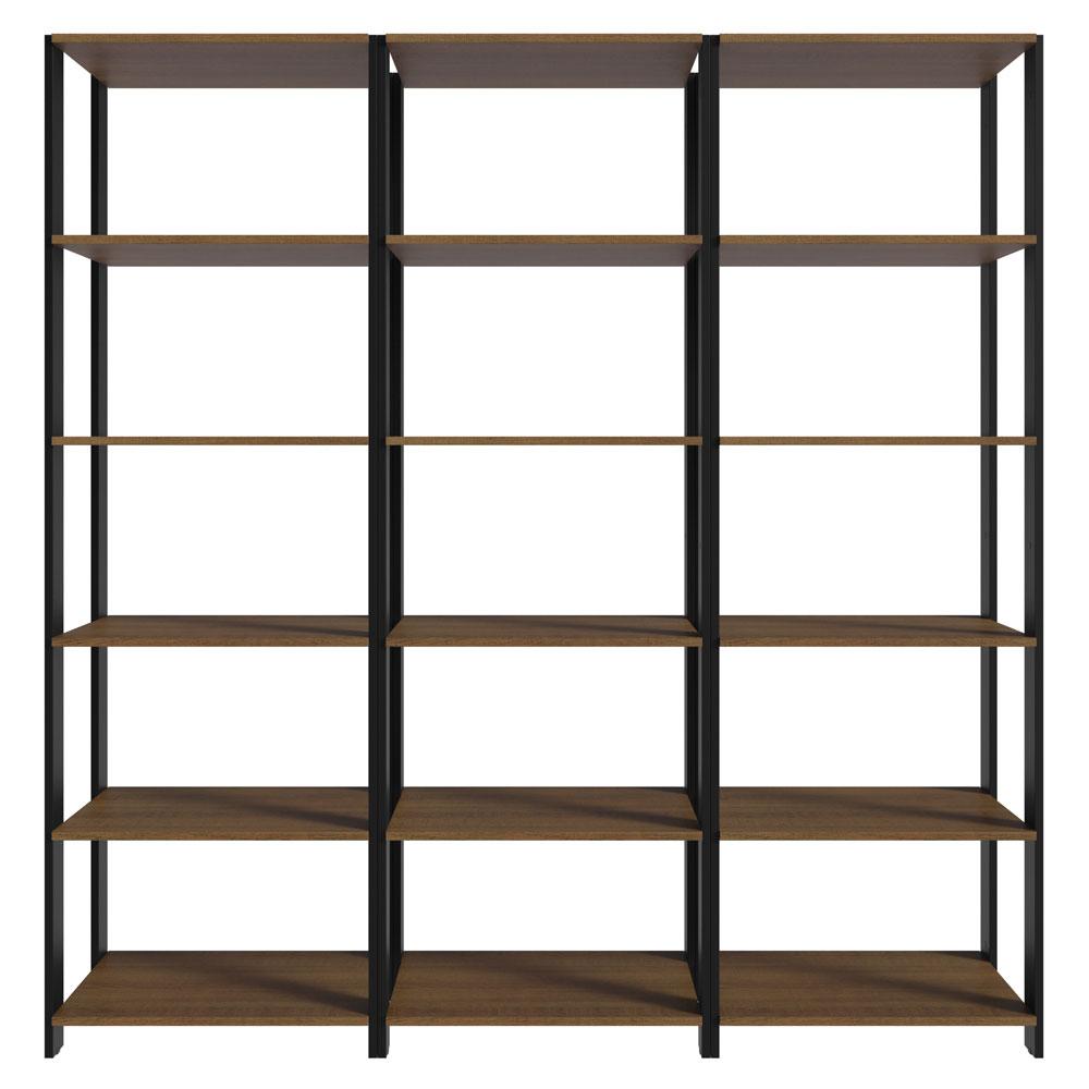 Estante Armário Multiuso para Livros 177cm Rustic/Preto Madesa