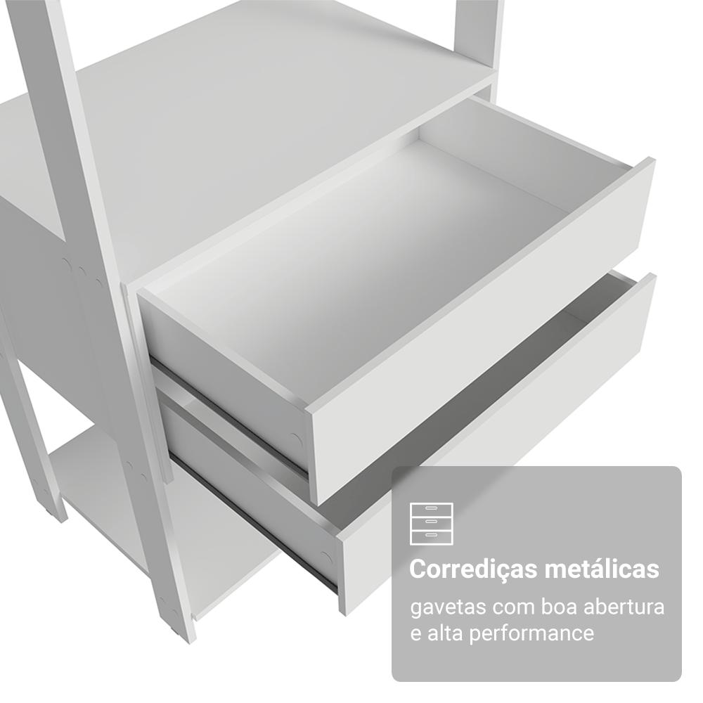 Estante Armário Multiuso para Livros 4 Gavetas 8 Prateleiras 140cm Branco Madesa