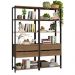 Estante Armário Multiuso para Livros 4 Gavetas 8 prateleiras 140cm Rustic/Preto Madesa