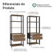 Estante Armário Multiuso para Livros 4 Gavetas 8 prateleiras 140cm Rustic/Preto Madesa