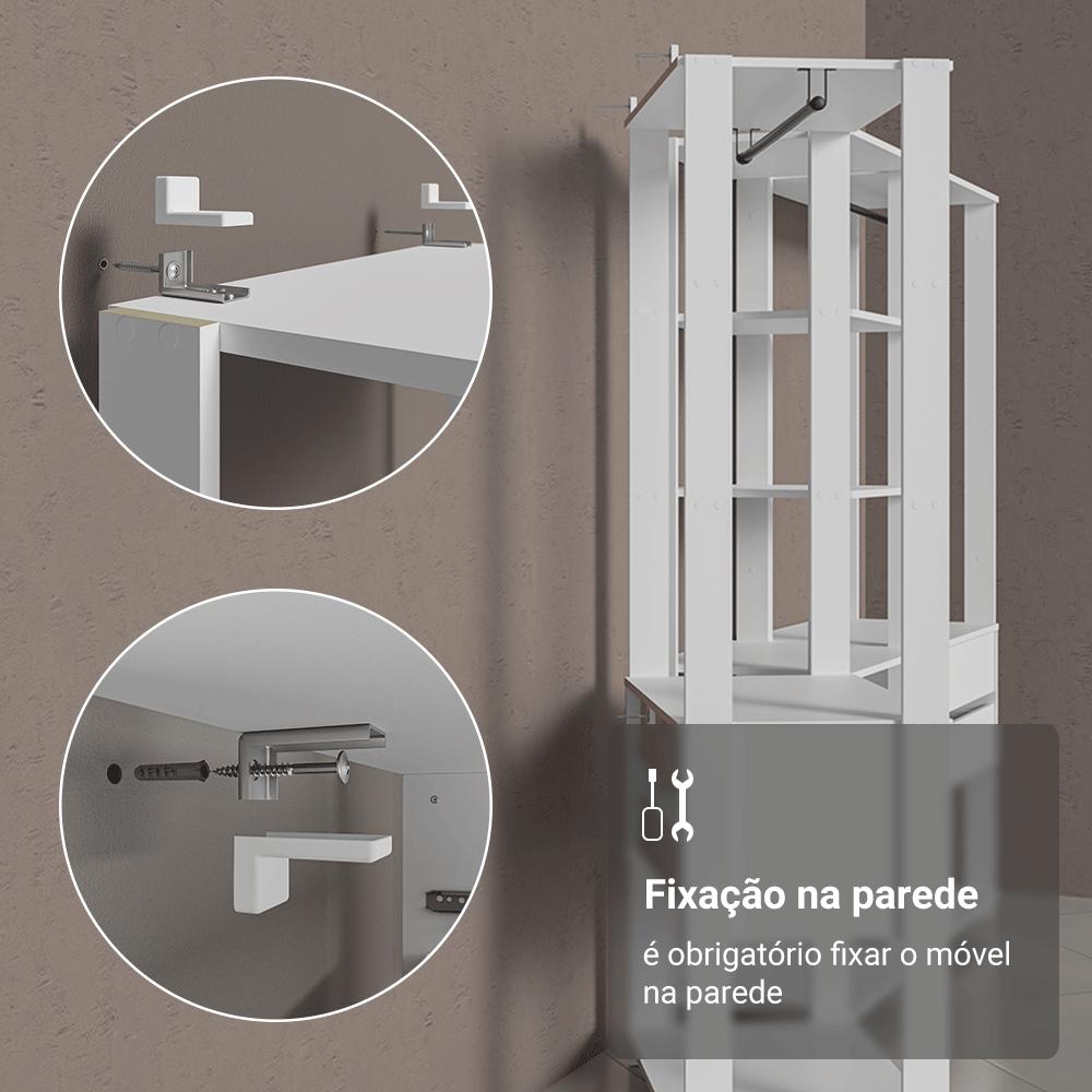 Estante Armário Multiuso para Livros 6 Gavetas 12 Prateleiras 210cm Branco Madesa