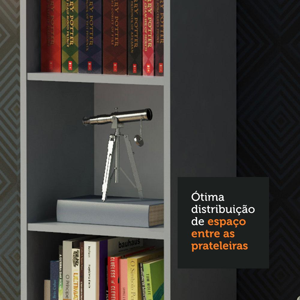 Estante Livreiro Madesa 6906 com 6 Nichos - Cinza