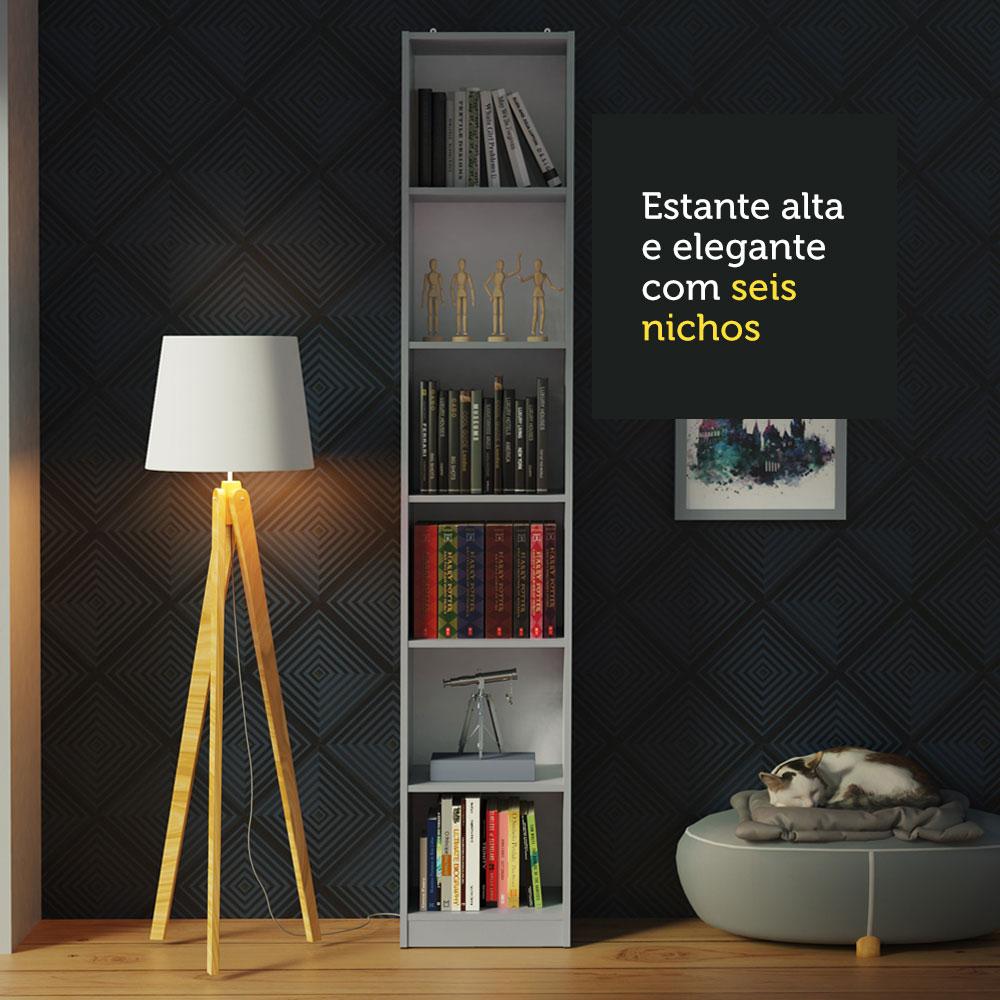 Estante Livreiro Madesa 6906 com 6 Nichos - Cinza